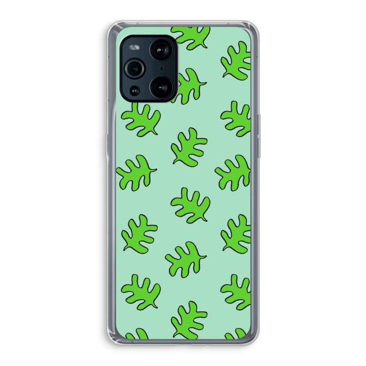 Groene blaadjes: Oppo Find X3 Pro Transparant Hoesje