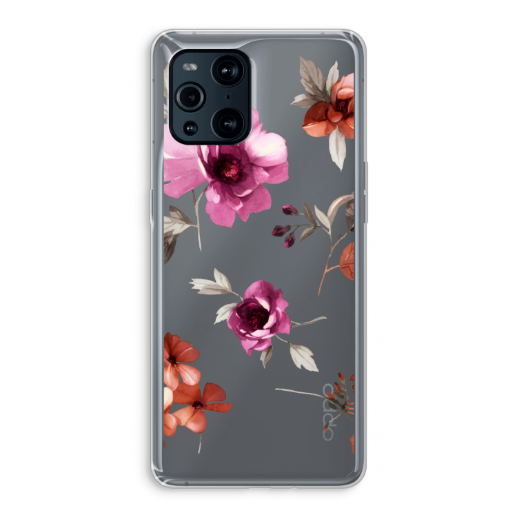Geschilderde bloemen: Oppo Find X3 Pro Transparant Hoesje