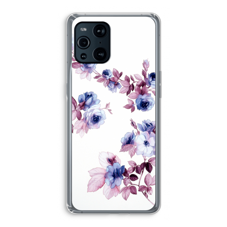 Waterverf bloemen: Oppo Find X3 Pro Transparant Hoesje