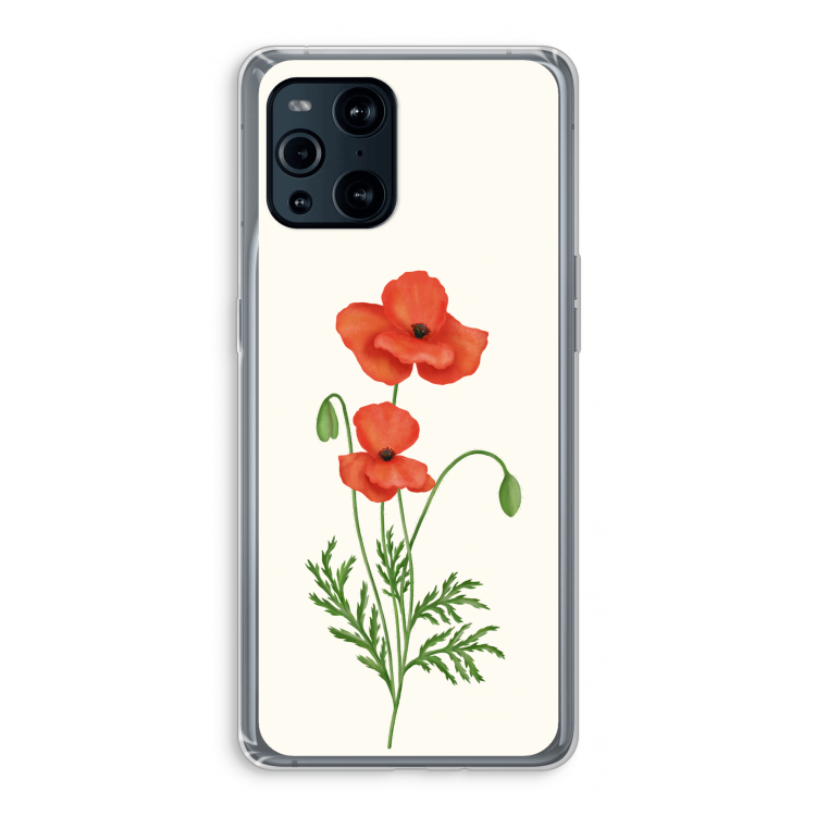 Red poppy: Oppo Find X3 Pro Transparant Hoesje