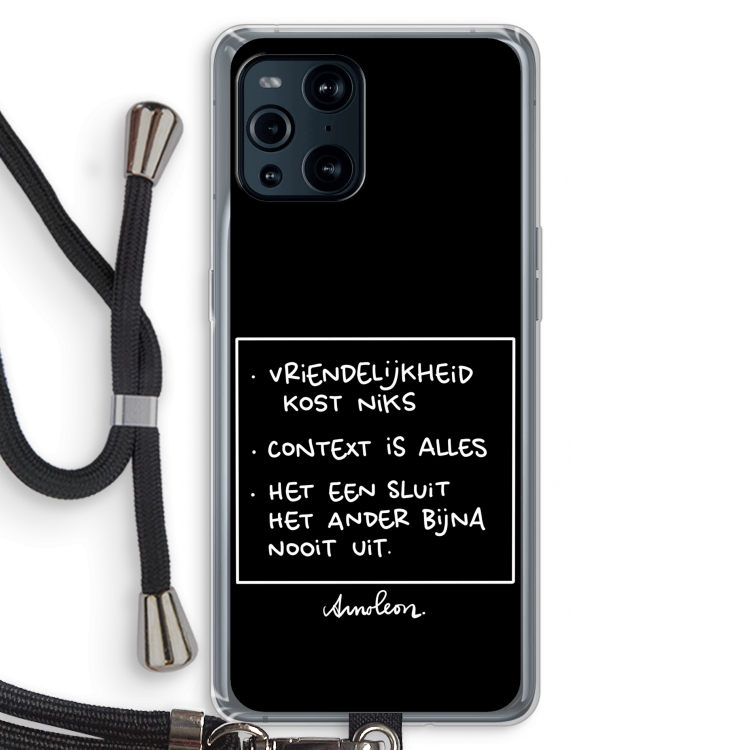 Mijn Motto's: Oppo Find X3 Pro Transparant Hoesje met koord