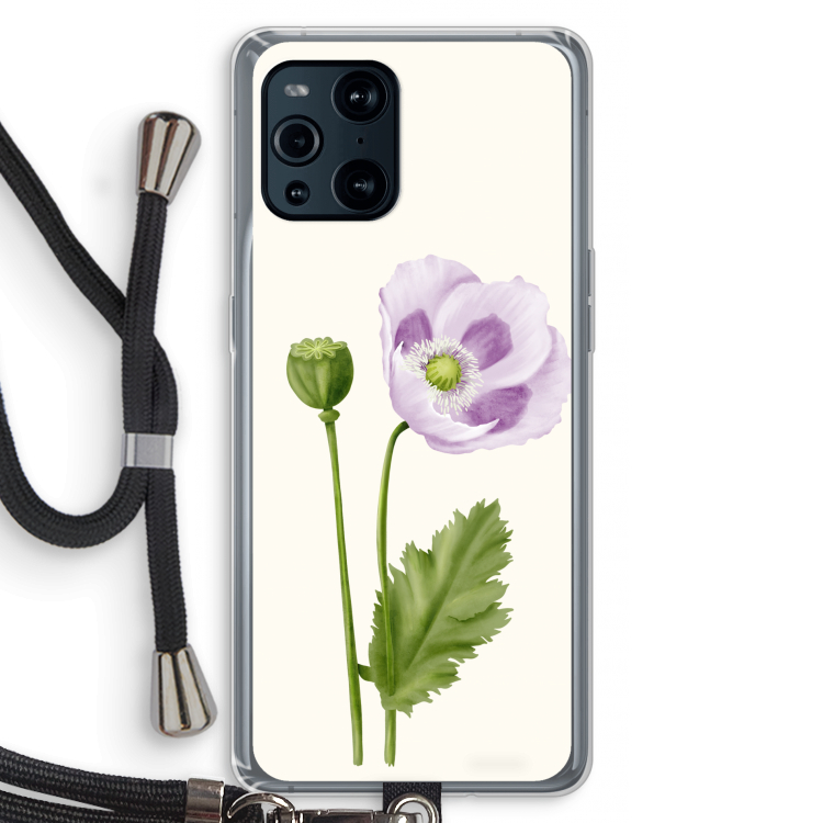 Purple poppy: Oppo Find X3 Pro Transparant Hoesje met koord