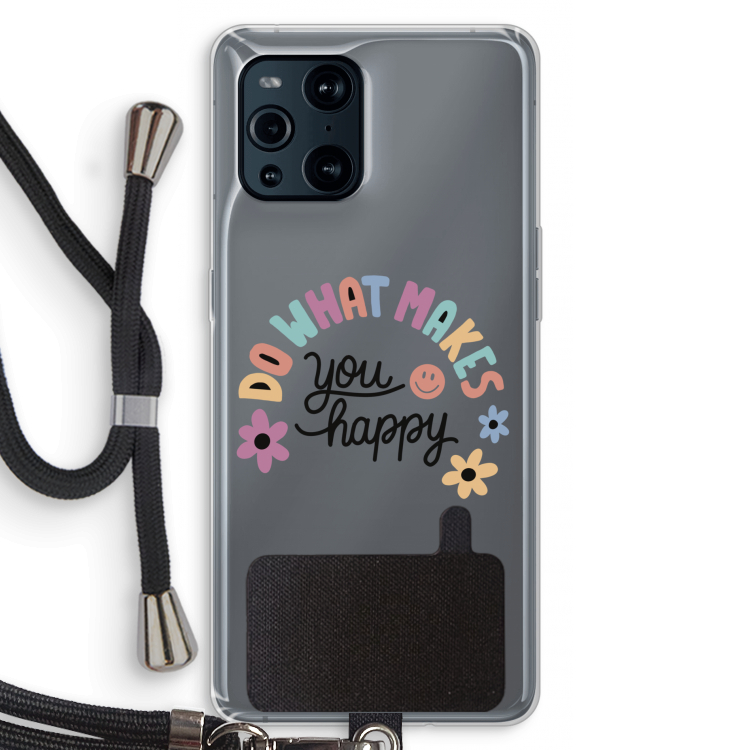 Happy days: Oppo Find X3 Pro Transparant Hoesje met koord