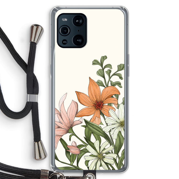 Floral bouquet: Oppo Find X3 Pro Transparant Hoesje met koord