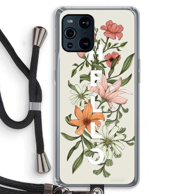 Hello bloemen: Oppo Find X3 Pro Transparant Hoesje met koord