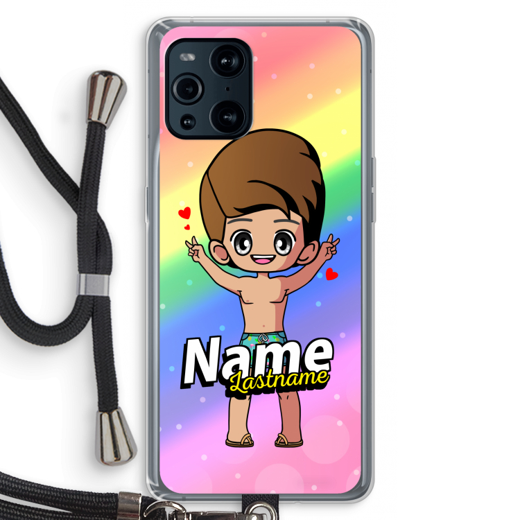 Chibi Maker man: Oppo Find X3 Pro Transparant Hoesje met koord