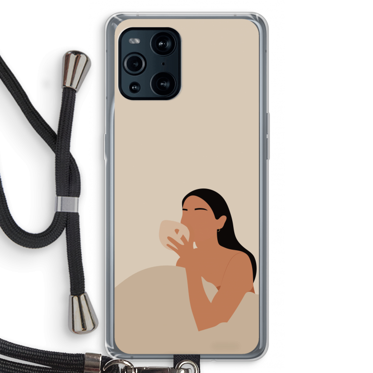 Fresh coffee: Oppo Find X3 Pro Transparant Hoesje met koord