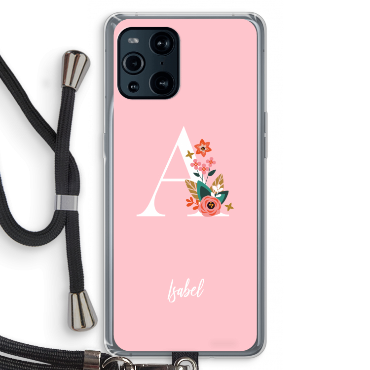 Pink Bouquet: Oppo Find X3 Pro Transparant Hoesje met koord