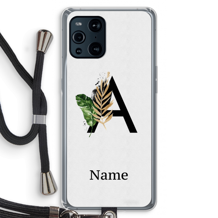 Charcoal Flora: Oppo Find X3 Pro Transparant Hoesje met koord