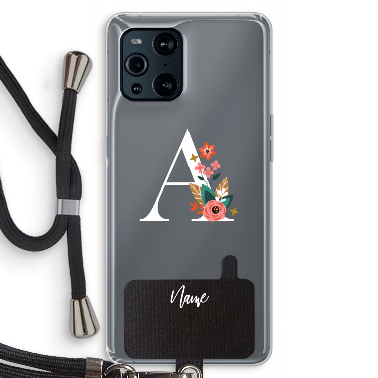 Pink Bouquet: Oppo Find X3 Pro Transparant Hoesje met koord