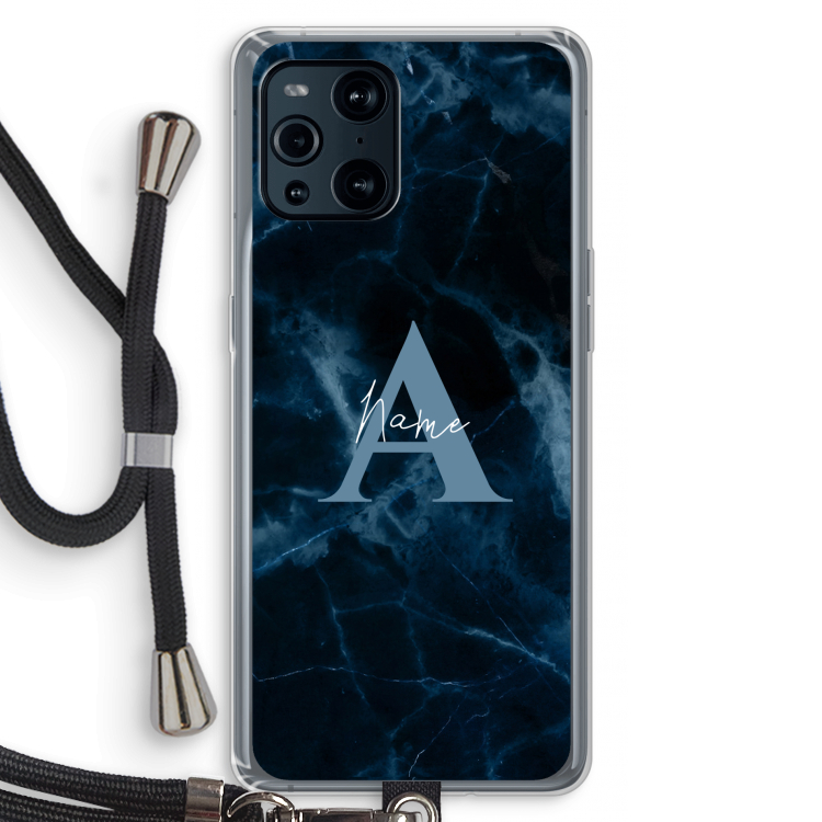 Midnight Marble: Oppo Find X3 Pro Transparant Hoesje met koord