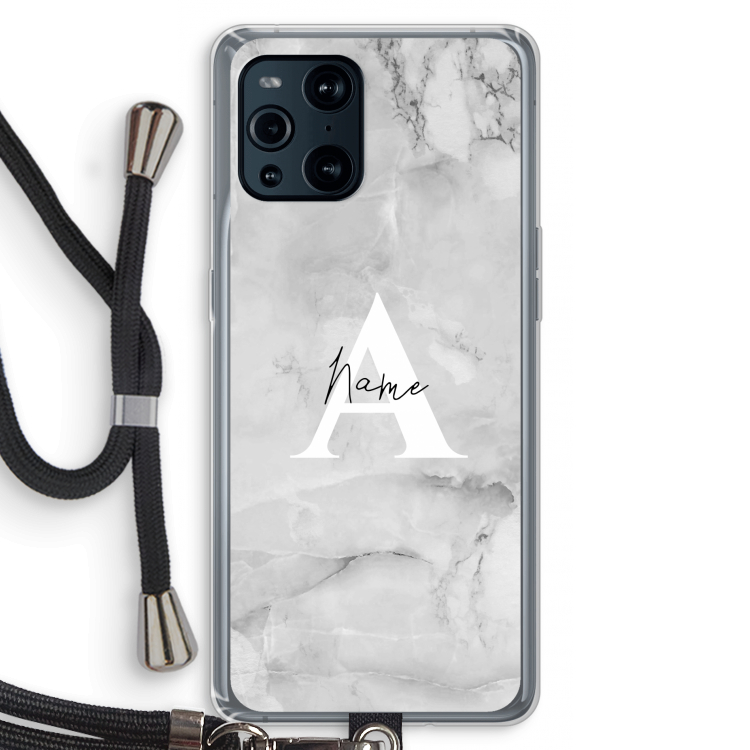 Ivory Marble: Oppo Find X3 Pro Transparant Hoesje met koord