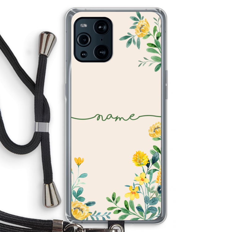 Gele bloemen: Oppo Find X3 Pro Transparant Hoesje met koord