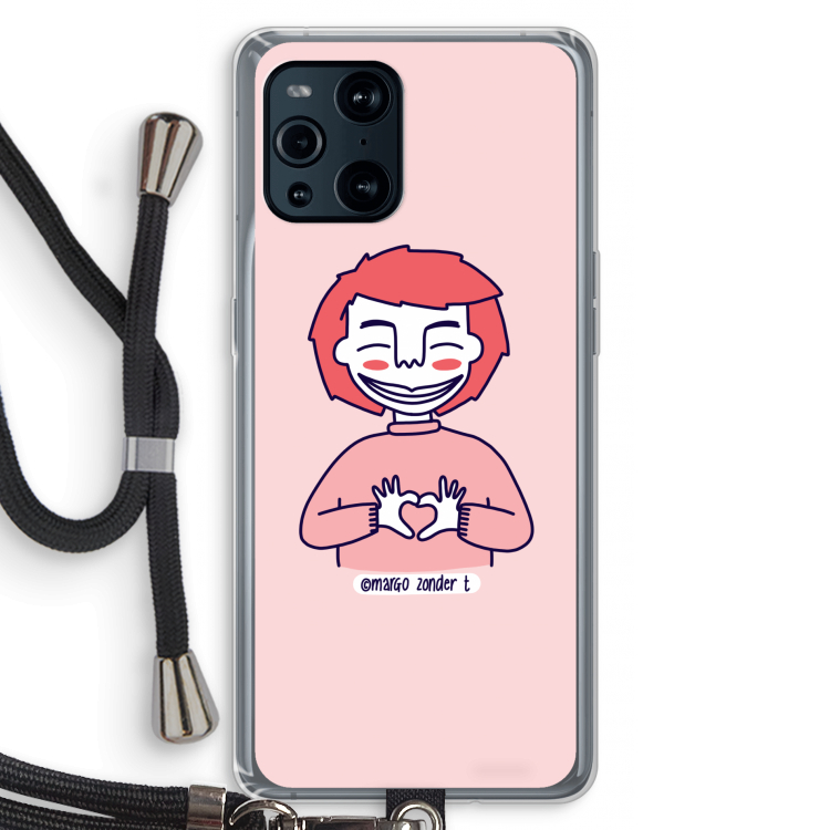 Hartje: Oppo Find X3 Pro Transparant Hoesje met koord