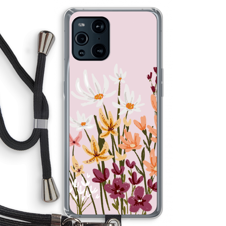 Painted wildflowers: Oppo Find X3 Pro Transparant Hoesje met koord