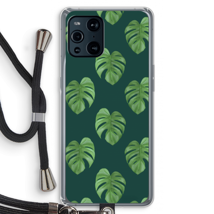 Monstera leaves: Oppo Find X3 Pro Transparant Hoesje met koord