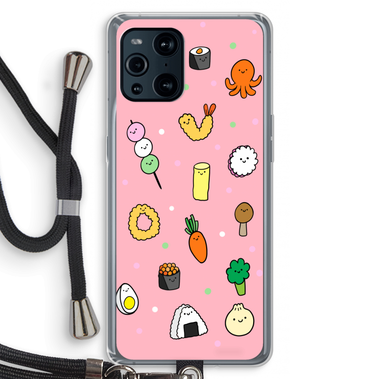 Happy bento friends: Oppo Find X3 Pro Transparant Hoesje met koord