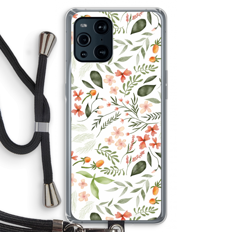 Sweet little flowers: Oppo Find X3 Pro Transparant Hoesje met koord
