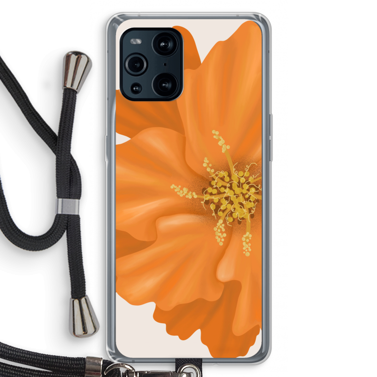 Orange Ellila flower: Oppo Find X3 Pro Transparant Hoesje met koord