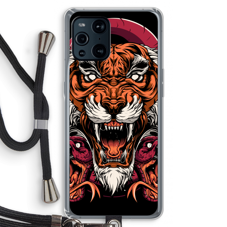 Tiger and Rattlesnakes: Oppo Find X3 Pro Transparant Hoesje met koord