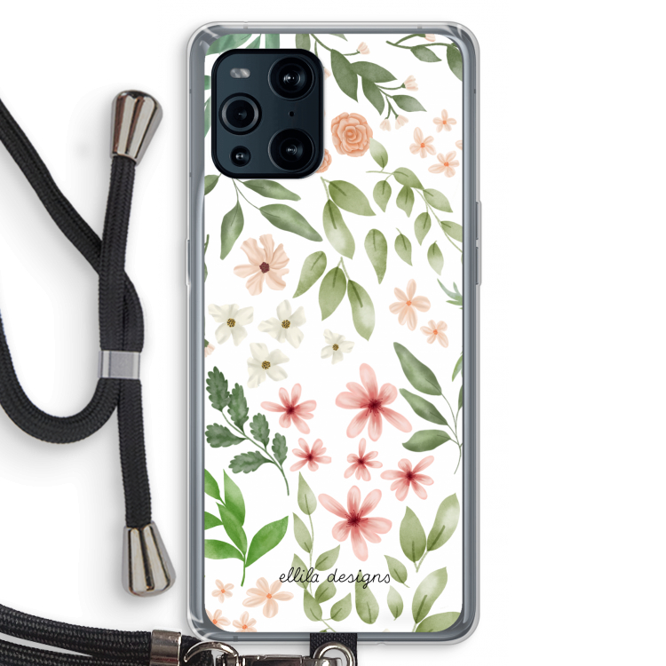 Botanical sweet flower heaven: Oppo Find X3 Pro Transparant Hoesje met koord