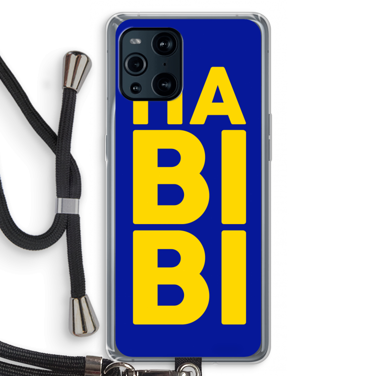 Habibi Blue: Oppo Find X3 Pro Transparant Hoesje met koord