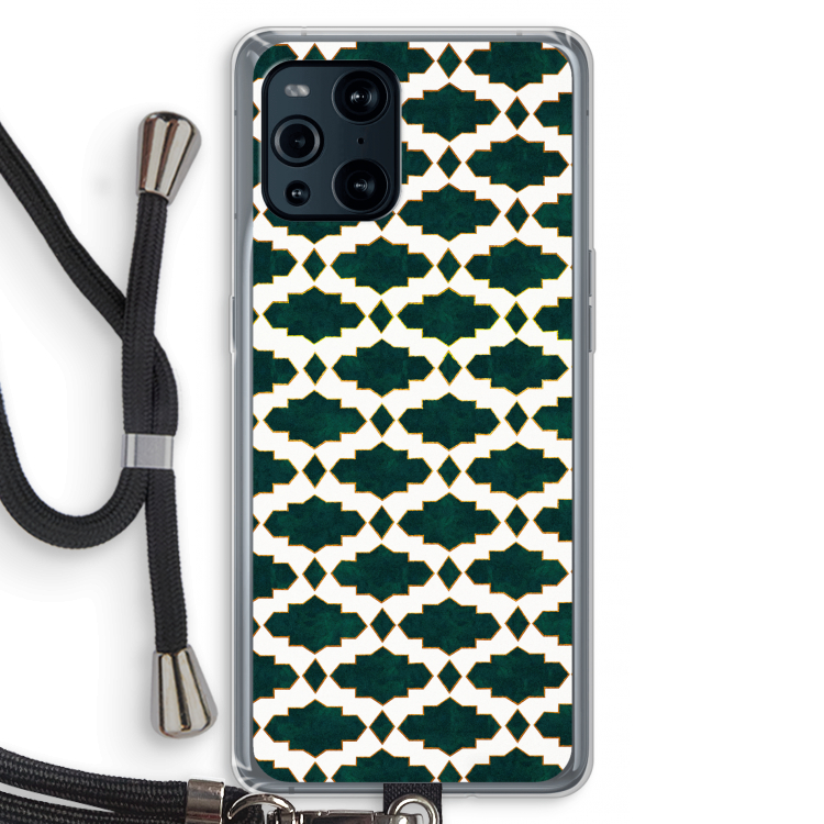 Moroccan tiles: Oppo Find X3 Pro Transparant Hoesje met koord