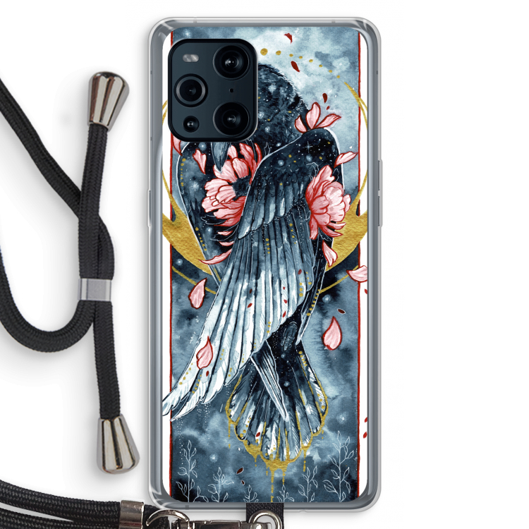Golden Raven: Oppo Find X3 Pro Transparant Hoesje met koord