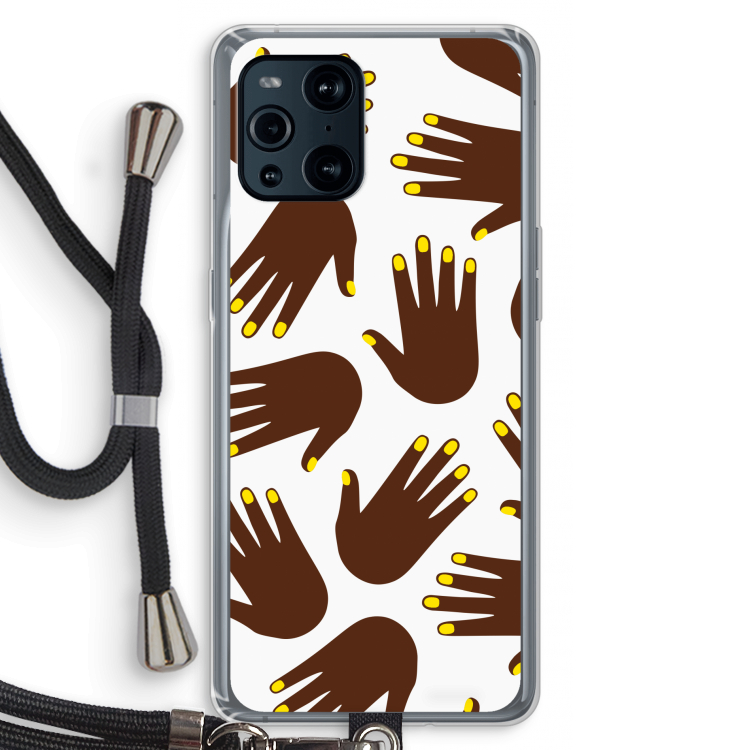 Hands dark: Oppo Find X3 Pro Transparant Hoesje met koord