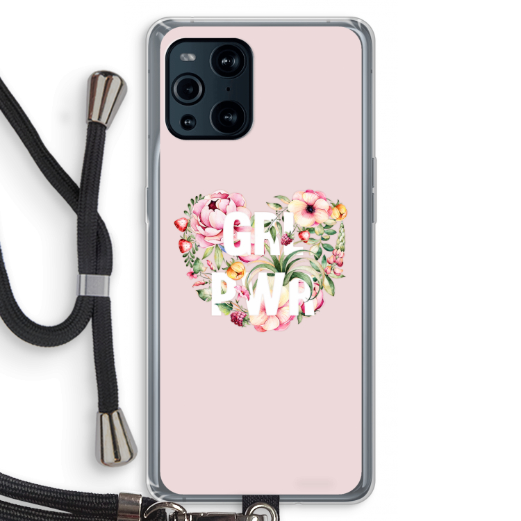 GRL PWR Flower: Oppo Find X3 Pro Transparant Hoesje met koord
