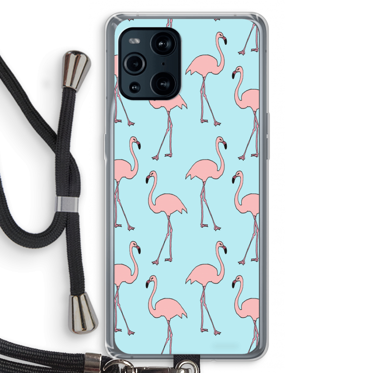 Anything Flamingoes: Oppo Find X3 Pro Transparant Hoesje met koord