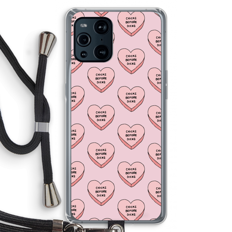 Chicks before dicks: Oppo Find X3 Pro Transparant Hoesje met koord