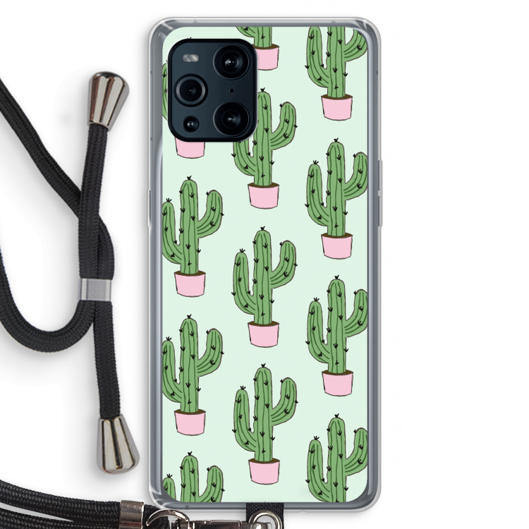 Cactus Lover: Oppo Find X3 Pro Transparant Hoesje met koord