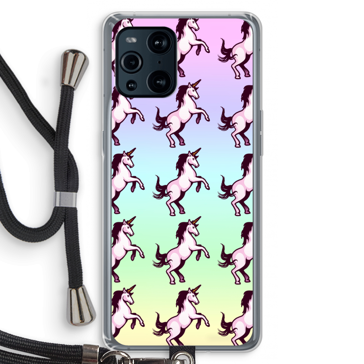 Musketon Unicorn: Oppo Find X3 Pro Transparant Hoesje met koord