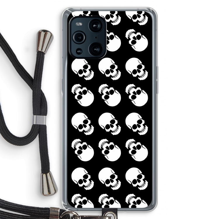 Musketon Skulls: Oppo Find X3 Pro Transparant Hoesje met koord