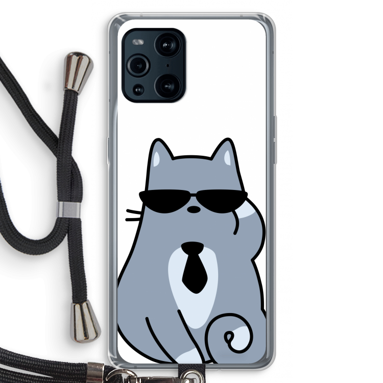 Cool cat: Oppo Find X3 Pro Transparant Hoesje met koord