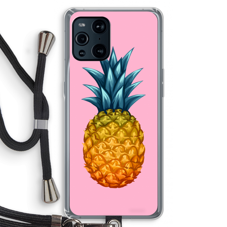 Grote ananas: Oppo Find X3 Pro Transparant Hoesje met koord