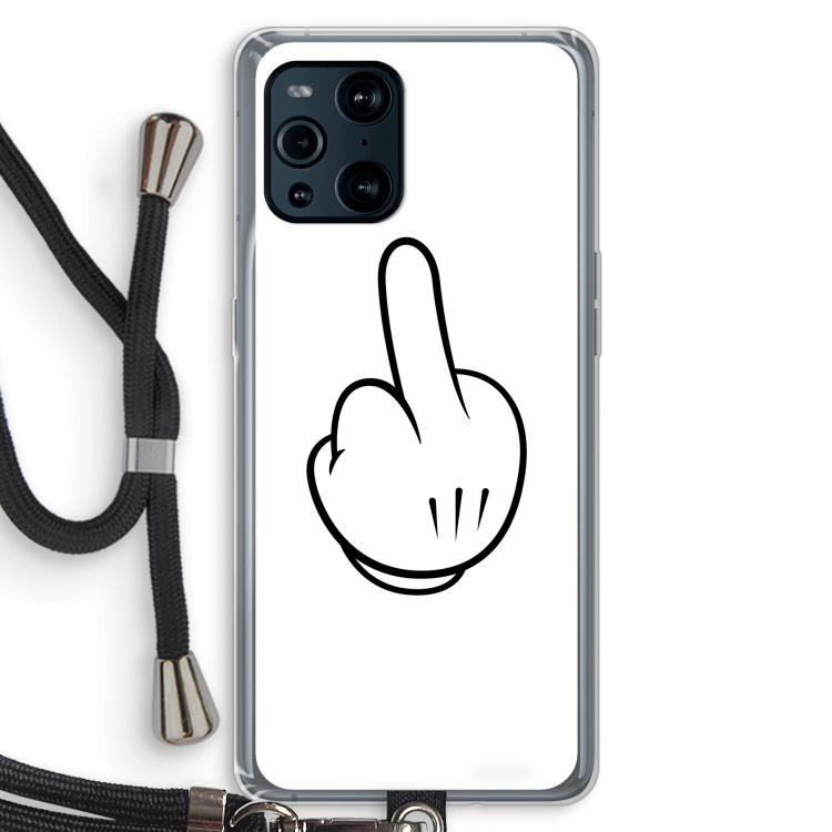 Middle finger white: Oppo Find X3 Pro Transparant Hoesje met koord