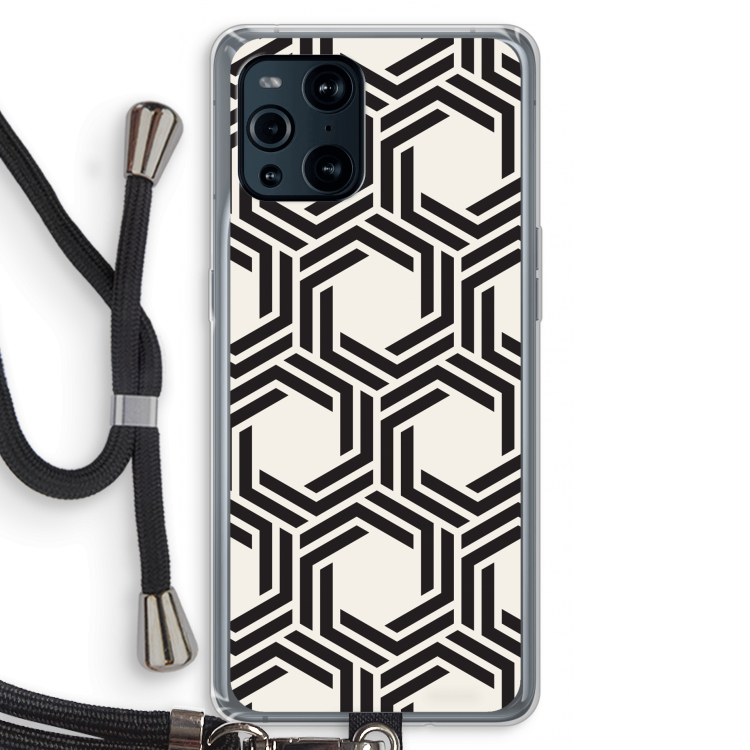 Geometrisch patroon: Oppo Find X3 Pro Transparant Hoesje met koord