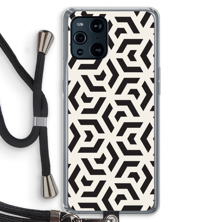 Crazy pattern: Oppo Find X3 Pro Transparant Hoesje met koord