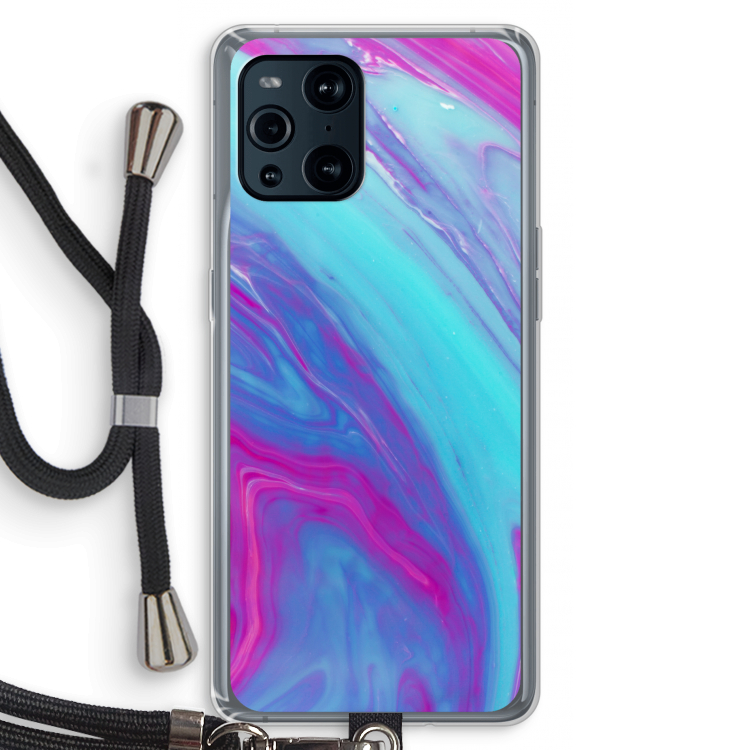 Zweverige regenboog: Oppo Find X3 Pro Transparant Hoesje met koord