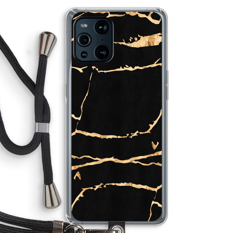 Gouden marmer: Oppo Find X3 Pro Transparant Hoesje met koord