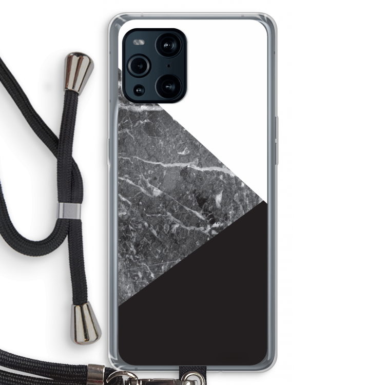 Combinatie marmer: Oppo Find X3 Pro Transparant Hoesje met koord