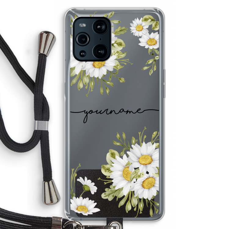 Daisies: Oppo Find X3 Pro Transparant Hoesje met koord