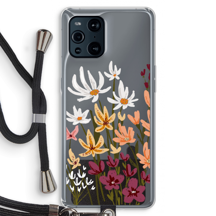 Painted wildflowers: Oppo Find X3 Pro Transparant Hoesje met koord