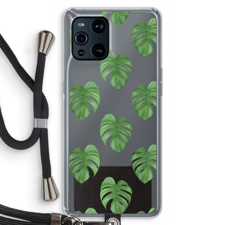 Monstera leaves: Oppo Find X3 Pro Transparant Hoesje met koord