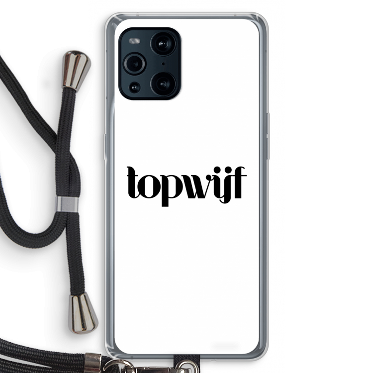 Topwijf Wit: Oppo Find X3 Pro Transparant Hoesje met koord