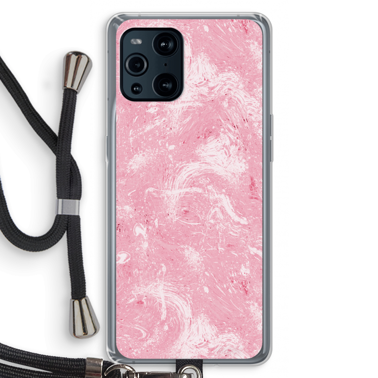 Abstract Painting Pink: Oppo Find X3 Pro Transparant Hoesje met koord