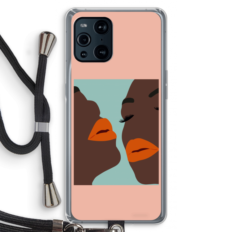 Orange lips: Oppo Find X3 Pro Transparant Hoesje met koord
