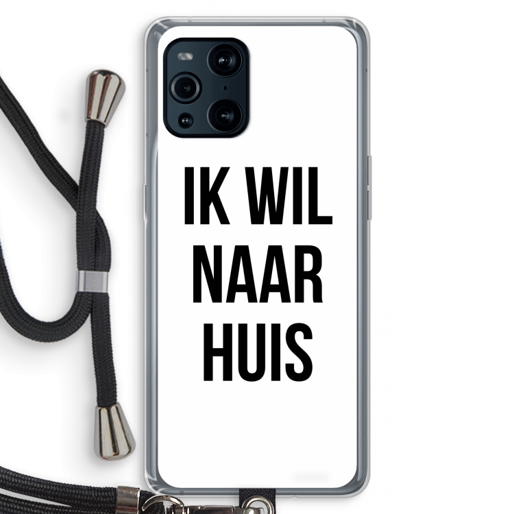 Ik wil naar huis: Oppo Find X3 Pro Transparant Hoesje met koord